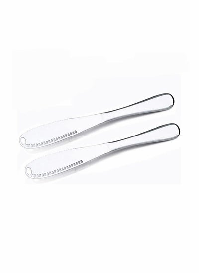 Buy 2 Packs Stainless Steel Butter Spreader Knife with Serrated Edge and Shredding Slots, Easy to Curl Scoop Slice and Cut, 3 in 1 Multi-function in Saudi Arabia