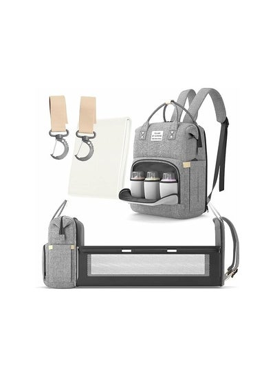 Buy Multifunctional 3 in 1 Diaper Bag with Changing Station | Diaper Bag Backpack with Bassinet | Travel Baby Bed, Grey, in Egypt