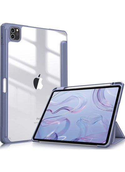 اشتري Protective Case Cover For Apple iPad Pro 11 inch (2021/2020) Generation with Pencil Holder, [Support Apple Pencil Charging and Touch ID], Clear Transparent Case with Auto Wake/Sleep,Lavender في الامارات