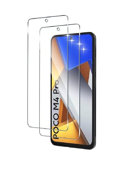 اشتري 2 Pieces Tempered Glass Screen Protector Clear Designed For Xiaomi Poco M4 Pro Full Screen Coverage And Bubble Free في الامارات