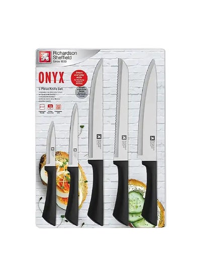 Buy 5-Piece Stainless Steel Ergonomic Handle Onyx Knife Set Black and Silver 52.4 x 35 x 37 cm R12500FBR1K20 in Saudi Arabia