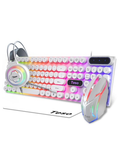 Buy Gaming Bundle 4 in 1 with RGB Light, Gaming Keyboard and Mouse, Gaming Headset, Mouse Pad in Saudi Arabia