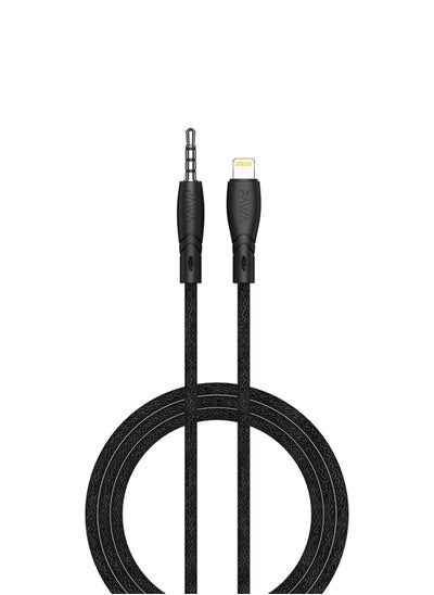 Buy Pawa Braided 3.5 to Lightning AUX Cable 1.2M - Black in UAE