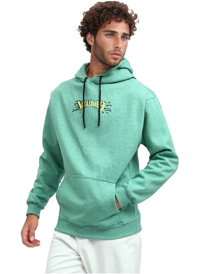 اشتري Heather Green Front And Back Printed Hoodie في مصر