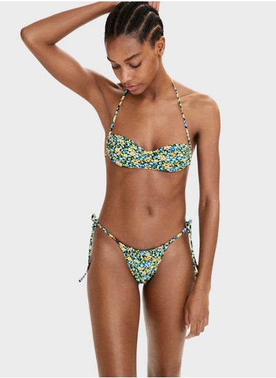 Buy Printed Tie Detail Bikini Bottom in UAE