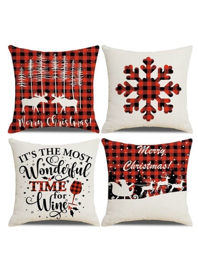 Buy 4Pcs christmas pillow case cover cushion for home decor 45*45cm in UAE