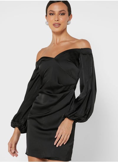 Buy Bardot Puff Sleeve Dress in Saudi Arabia