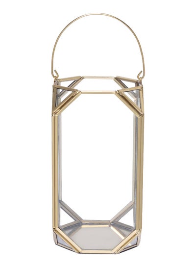 Buy Seth Candle Lantern, Clear & Gold - 9.5x21.5 cm in UAE