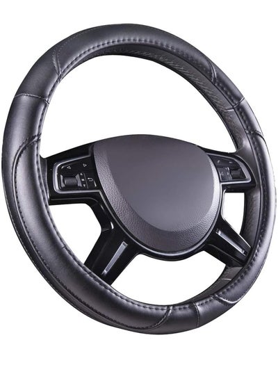 Buy Sulfar Leatherette Steering Wheel Cover 15″ Black in UAE