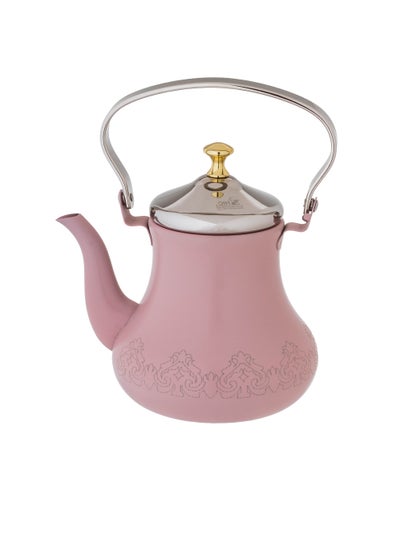 Buy Moroccan Teapot Stainless Steel Top Handle 1.60L Pink Color in Saudi Arabia