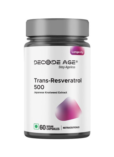 اشتري Decode Age 99.5% Pure Trans Resveratrol 500mg Supplement Slow down Ageing | Anti-Inflammatory| Improves Metabolism and Heart health tablets (60 Veg Capsules) في الامارات