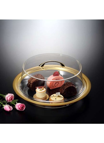 اشتري Acrylic Cake Box Round Golden 40 cm في الامارات