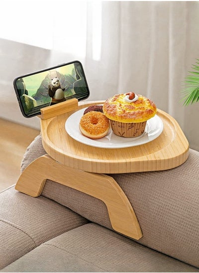 اشتري Wooden Lazy Sofa Tray Rotating With Mobile Phone Tablet Holder Dinner Plate Breakfast Plate Snack Foldable Tray في السعودية