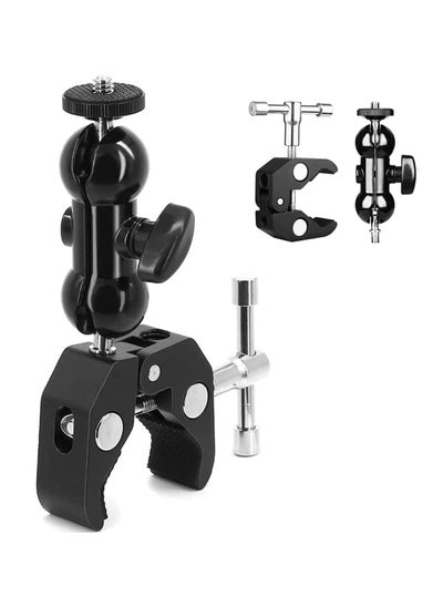 اشتري Camera Clamp, Magic Arm, Double Ball Head Adapter, for Canon Nikon DSLR Camera/for Gopro/LED Lights (Black) في السعودية