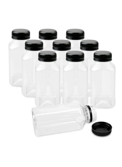 Buy 12pcs 8oz Plastic Juice Bottles with Caps, Empty Clear Plastic Bottles Bulk with Black Tamper Evident Lids for Juicing, Smoothie and Other Drinks Beverage in UAE