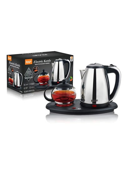 اشتري Electric Kettle 2-in-1 Hot Water Boiler 2.2 Liter and 1L Capacity, Warming Function Energy and Keeps the Water, 360° Rotating Base Stainless Steel and Borosilicate Glass Kettle for Coffee Tea Maker في الامارات