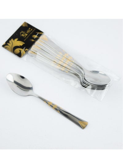 Buy 6pcs golden stainless steel dessert spoons in Saudi Arabia