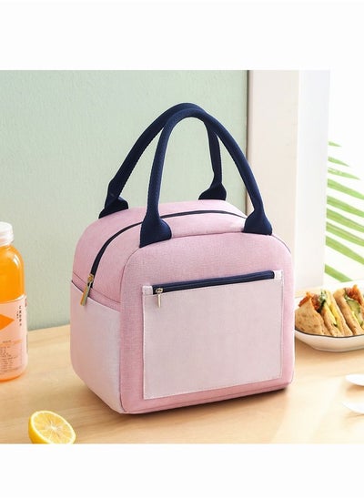 Buy New Color-blocking Insulation Portable Oxford Cloth Aluminum Foil Thickened Waterproof Lunch Bag Box in UAE