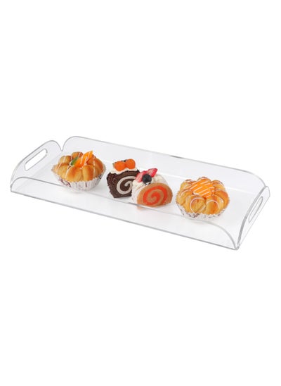 اشتري Acrylic Tray, Clear Tray, Acrylic Serving Tray with Handles for Ottoman, Coffee, Appetizer, Breakfast (Clear) في الامارات