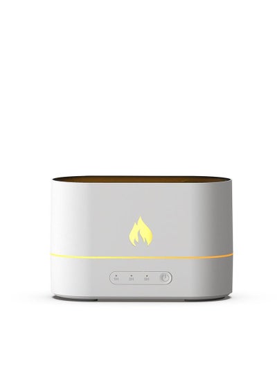 اشتري Flame Aromatherapy Diffuser Home Office 3D Flame Humidifier Diffuser Desktop USB Aromatherapy White في الامارات