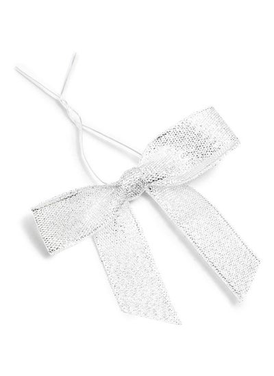 اشتري Silver Satin Bow Twist Ties For Treat Bags (100 Pack) في السعودية