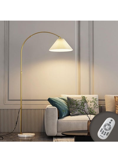 Buy Floor Lamp Remote Control Dimmable Tricolor and Stepless Light Adjustable, Standing Lamps for Living Room Bedroom with 12w Led Bulb, Tall Floor Lamp, Adjustable Pleated Hanging Shade in Saudi Arabia