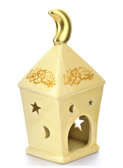 Buy Ramadan Candle Holder Home Décor (9*8.5*19.5CM), Off-white & Gold in UAE