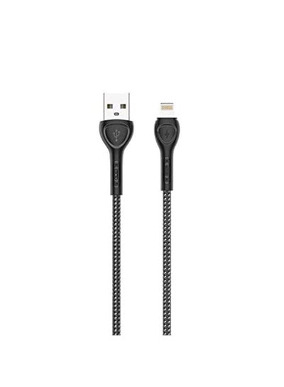 Buy LS481 Fast Charging Data Cable Lightning To USB-A, 1M Length , 2.4A Current And 7 Colour Led Indicator - Black in Egypt
