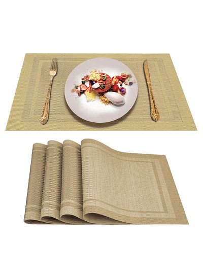 Buy Placemats for Dining Table Set of 4, Woven Place Mats Table Runner, Waterproof Washable Kitchen Table Mats, Heat-Resistant Table Mats for Table Decoration (Gold) in UAE