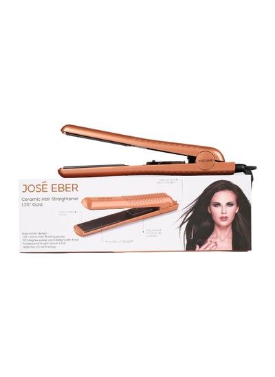 اشتري Pure Ceramic Flat Iron - Frizz-Free Styling Hair Straightener For Salon-Quality Results- Dual Voltage Travel Iron Gold في الامارات