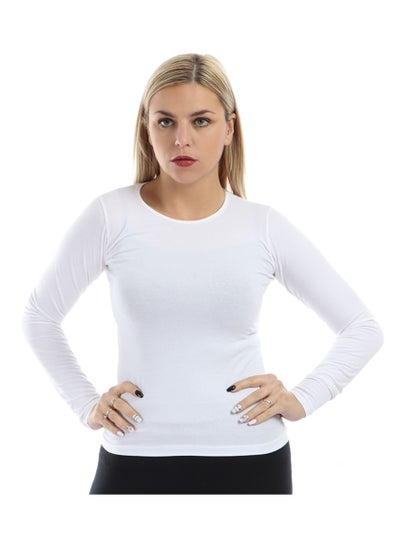 اشتري Basic Round Neck Full Sleeves - White في مصر