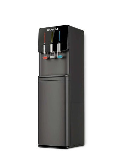 Buy Hot, Cold and Normal Water Dispenser with Refrigerator, 3 Taps, Black - MAR-2250F in Egypt