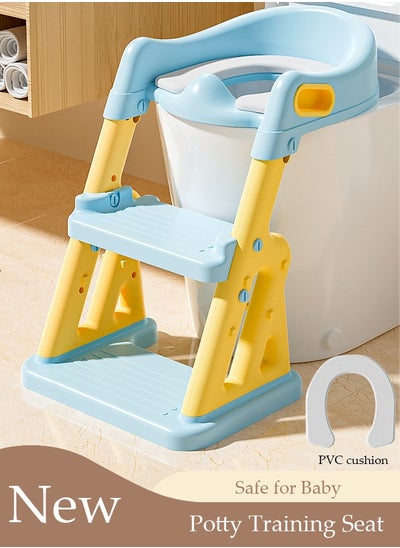 اشتري 2-in-1 Kids Potty Training Toilet Seat with Step Stool Ladder,Toddlers-Comfortable Safe Potty Seat with Anti-Slip Pads Folding Ladder for Boys and Girls في الامارات