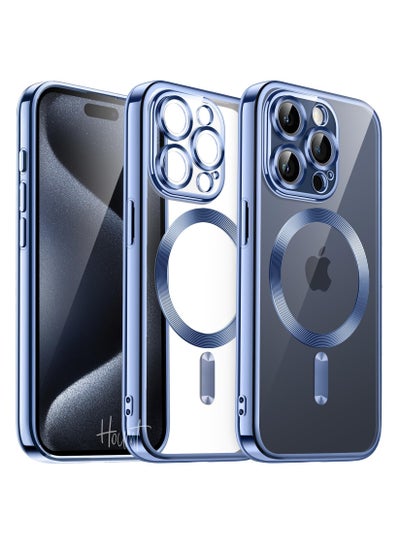 Buy iPhone 15 Pro Max Case Electroplated Magnetic Case Support Wireless Charging Transparent Camera Lens Protector Shockproof iPhone 15 Pro Max Magsafe Cover 6.7 Inch in UAE