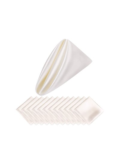 Buy Satin Napkins, Square Table Napkins, 10 Pcs 17x17" Soft Dinner Napkins Elegant Silk Napkins for Dinner Wedding Parties, Soft Smooth Fabric Washable Napkins for Parties, Weddings and Dinners (Ivory) in UAE