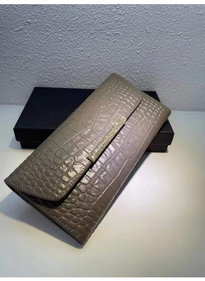 Buy New Women Wallet Cowhide Korean Style Simple Crocodile Pattern Series Plain Large Capacity Women's Clutch Bag in Saudi Arabia