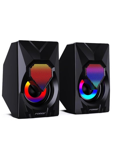 Buy FV-209 Computer Gaming Speakers - 3W*2 RGB Lights Wired Stereo Mini - 3.5mm Jack + 2.0 USB Powered For Gaming/Movie/Music/PC/Laptop in Egypt