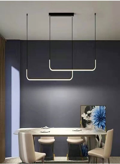 اشتري Modern LED Dimmable Golden Pendant Linear Chandelier Lightening for Dinning Room Bedroom Kitchen في الامارات