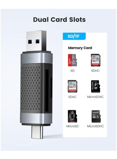اشتري SD Card Reader, USB 3.0 Card Adapter Portable 2 Slots for TF SD Micro SD, USB C Memory Card Reader Adapter Compatible for MacOS Windows Linux PC Laptop Smartphone في الامارات
