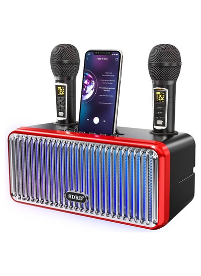 Buy Karaoke Machine for Adults and Kids,Portable Bluetooth Speaker with 2 UHF Wireless Microphones Karaoke Speaker pa System with Colorful Gradient LED Lights for Home Parties,Wedding,Church,Picnic in UAE