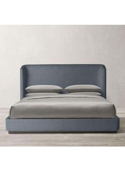 Buy Swedish Wood Velvet Grey Queen Bed By Alhome - 110112306 180x140 cm in Saudi Arabia