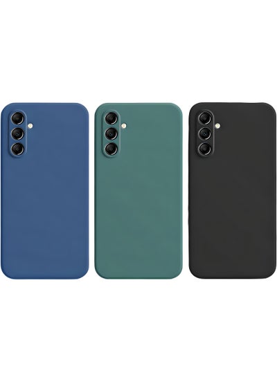 Buy Samsung Galaxy A25 5G 3-Pack Matte Silicone Case Cover - Slim, Colorful, Good Grip (Black, Blue, Green) in UAE