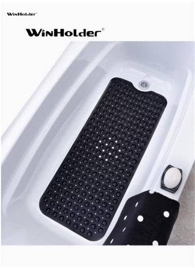 اشتري Winholder，Non-Slip Bathtub and Shower Mat, with 200 Suction Cups, Anti-slip for Elderly & Kids Extra, Long for Bathroom , Mats Mildew Resistant Machine Washable (Black, 100 x 40 cm)，To keep you safe في السعودية