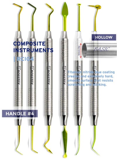Buy Dental Instruments Composite Filling Instruments Gold Titanium Coated Double Ended Hollow Handle in Saudi Arabia