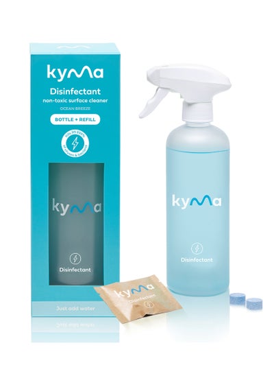 Buy Kyma Disinfectant Single Kit, 1 Refillable Bottle + 1 Disinfectant Refill, 500ml (Makes 1x 500ml Bottle of Disinfectant), Non-Toxic, Eco Friendly, Fights Viruses & Bacteria, Disinfects Surfaces in UAE