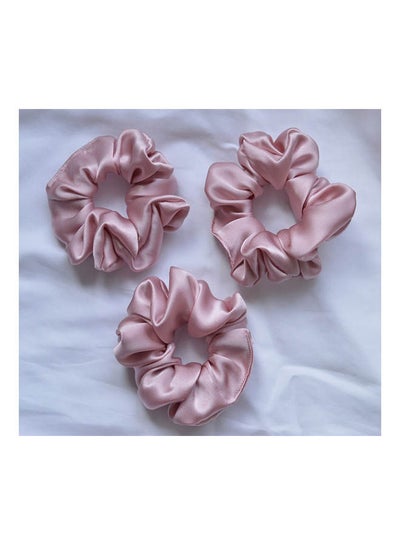 Buy Pink Satin Scrunchies Set Of 3 in Egypt