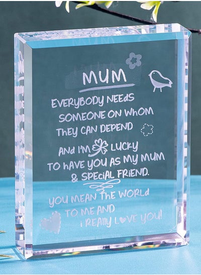 Buy Gift for Mum Birthday Engraved Crystal Blocks Mum I Love You Present for Mother's Day Birthday from Son and Daughter (with Heart Pattern) in Saudi Arabia