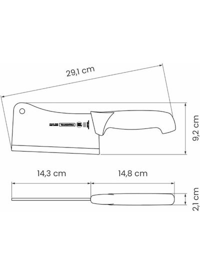 اشتري Tramontina Professional Master 6 Inches Cleaver Knife With Stainless Steel Blade And White Polypropylene Handle With Antimicrobial Protection في السعودية