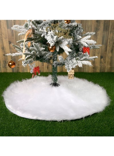 اشتري Christmas Tree Plush Skir, 6cm Long White Faux Fur Tree Mat 120cm في الامارات