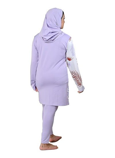 اشتري Burkini Swimsuits for Women. Modest Muslim Swimsuit Islamic. Long Sleeve Burkini with Full Cover Hijab and long Pants. Bathing Suit with Tropical leaves print. في الامارات